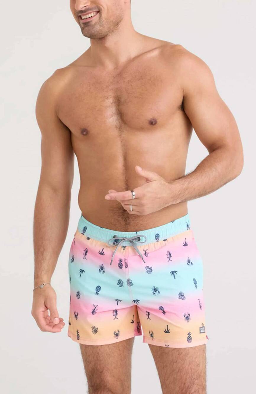 NEW SAXX oh buoy 2n1 volley swim trunks in summer ombre